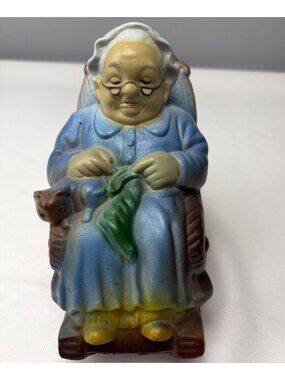 Grandma-In-Rocking-Chair Coin Bank Hong Kong Plastic Vintage Craft